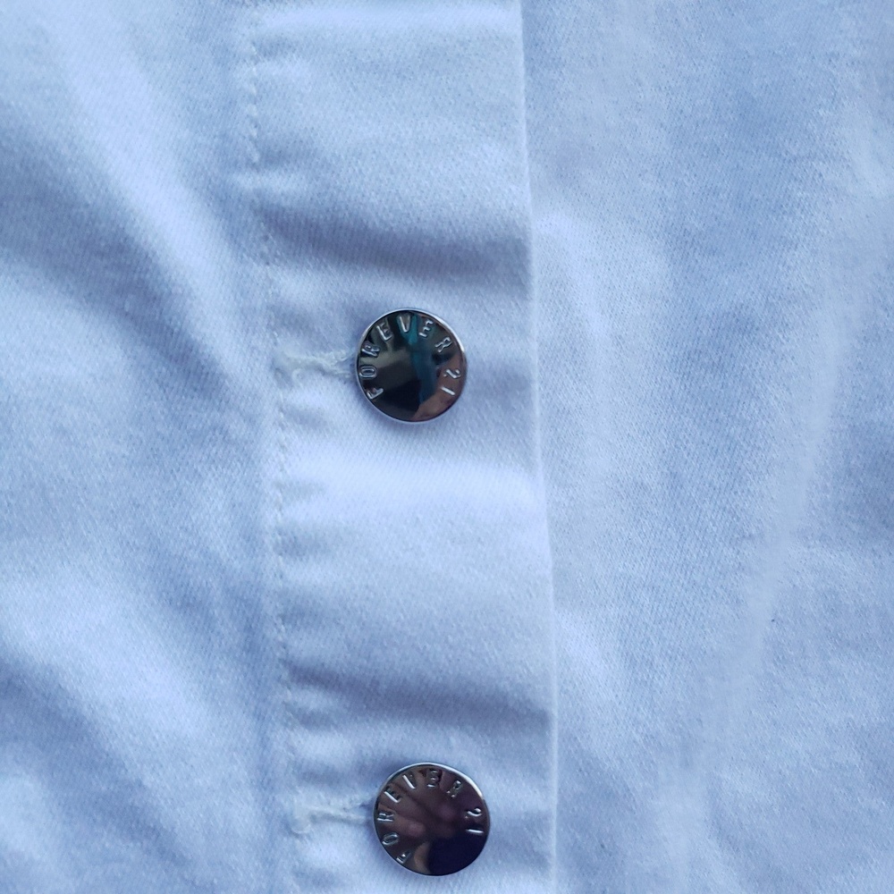 Forever 21 front button white denim y2k mini skirt Size 30 - Picture 3 of 7